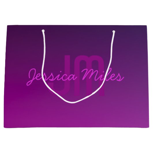 Modernes Editierbares Mit Monogramm Text & Lila Om Große Geschenktüte (Vorderseite)
