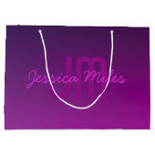 Modernes Editierbares Mit Monogramm Text & Lila Om Große Geschenktüte (Rückseite)