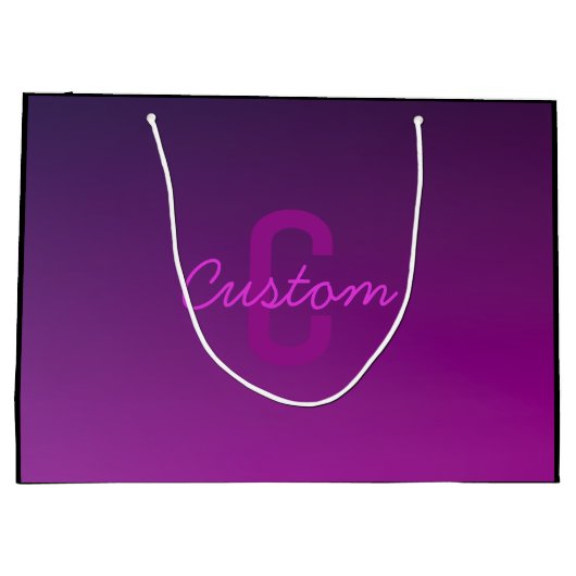 Modernes Editierbares Mit Monogramm Text & Lila Om Große Geschenktüte (Rückseite)