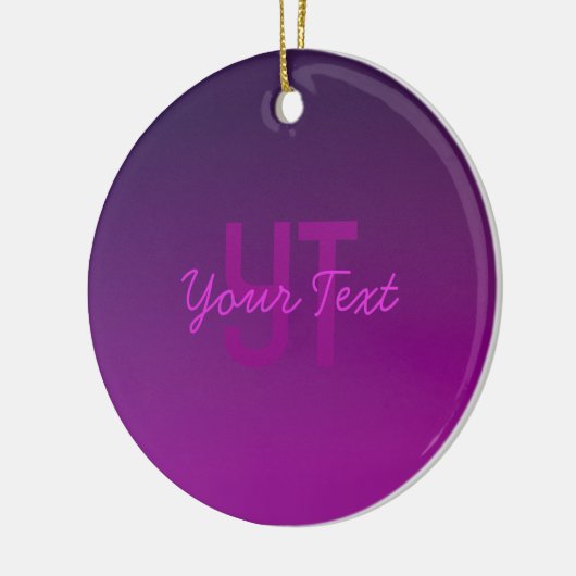 Modernes Editierbares Mit Monogramm Text & Lila Om Keramik Ornament (Links)