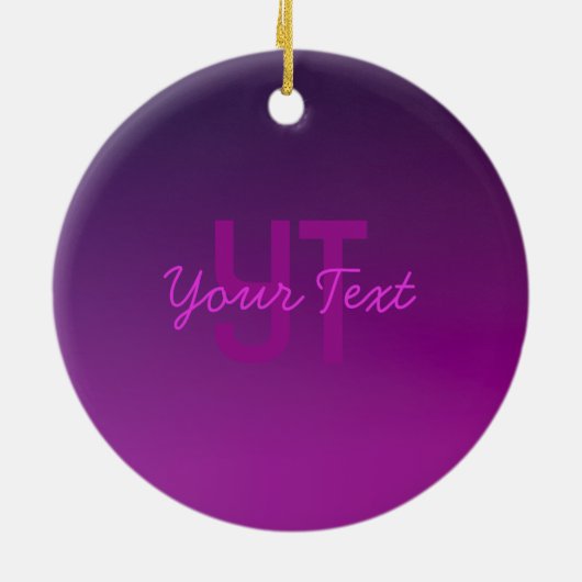 Modernes Editierbares Mit Monogramm Text & Lila Om Keramik Ornament (Hinten)