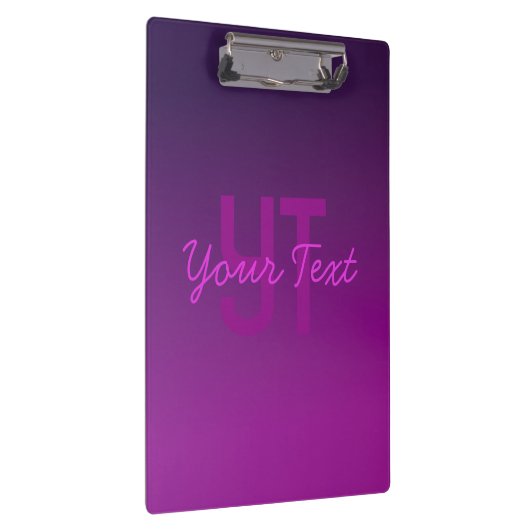 Modernes Editierbares Mit Monogramm Text & Lila Om Klemmbrett (Rechts)