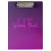 Modernes Editierbares Mit Monogramm Text & Lila Om Klemmbrett (Vorderseite)