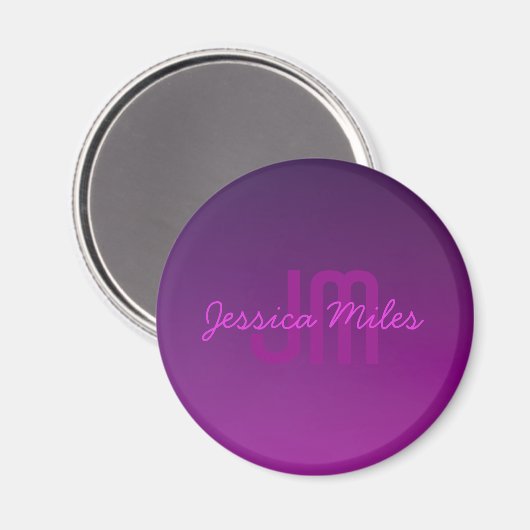 Modernes Editierbares Mit Monogramm Text & Lila Om Magnet (Vorderseite/Rückseite)