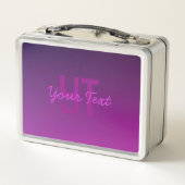 Modernes Editierbares Mit Monogramm Text & Lila Om Metall Brotdose (Rückseite)