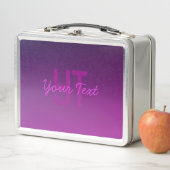 Modernes Editierbares Mit Monogramm Text & Lila Om Metall Brotdose (Beispiel)