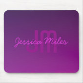 Modernes Editierbares Mit Monogramm Text & Lila Om Mousepad (Vorne)