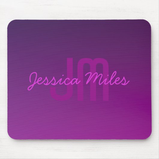 Modernes Editierbares Mit Monogramm Text & Lila Om Mousepad (Vorne)