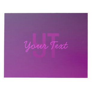 Modernes Editierbares Mit Monogramm Text & Lila Om Notizblock