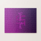 Modernes Editierbares Mit Monogramm Text & Lila Om Puzzle (Horizontal)