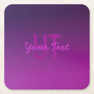 Modernes Editierbares Mit Monogramm Text & Lila Om Rechteckiger Pappuntersetzer