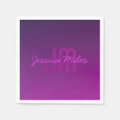 Modernes Editierbares Mit Monogramm Text & Lila Om Serviette (Vorderseite)