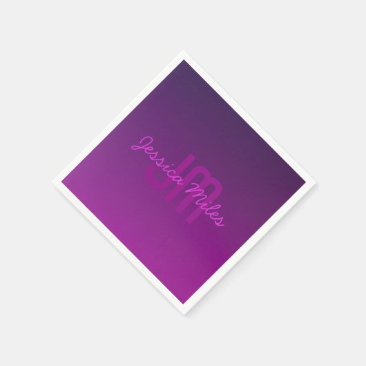 Modernes Editierbares Mit Monogramm Text & Lila Om Serviette (Ecke)