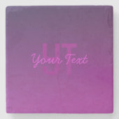 Modernes Editierbares Mit Monogramm Text & Lila Om Steinuntersetzer (Vorderseite)