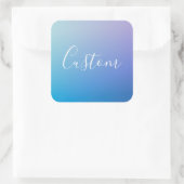 Modernes Editierbares Skriptschreiben | Farbenfroh Quadratischer Aufkleber (Tasche)