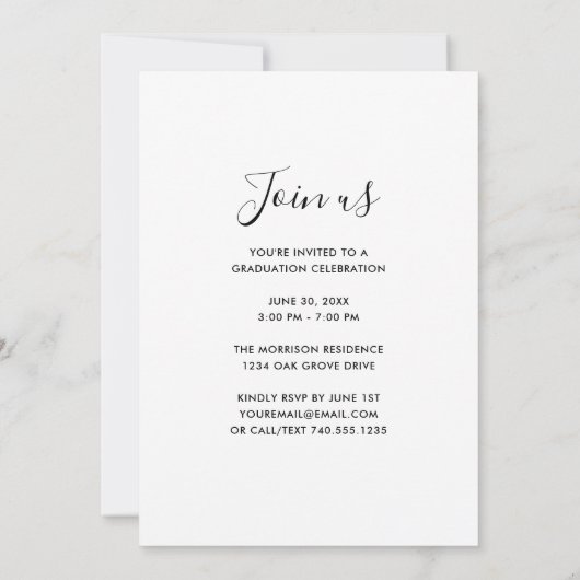 Modernes Editorial 2025 Grad 1-Foto Abschluss Einladung (Rückseite)