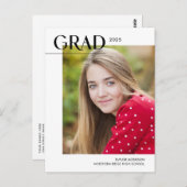 Modernes Editorial 2025 Grad 1-Foto Abschluss Postkarte (Vorne/Hinten)