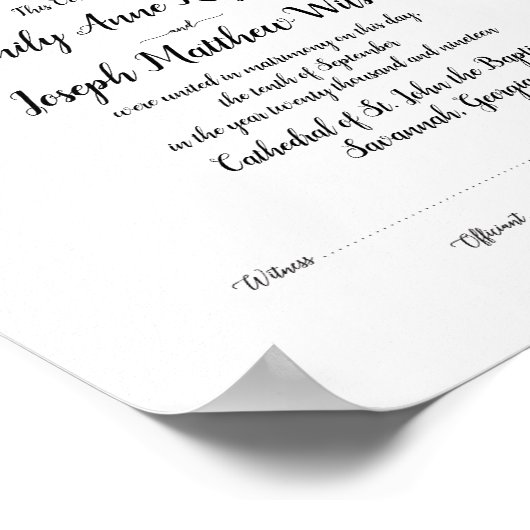 Modernes Ehezertifikat Poster (Ecke)