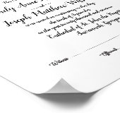 Modernes Ehezertifikat Poster (Ecke)