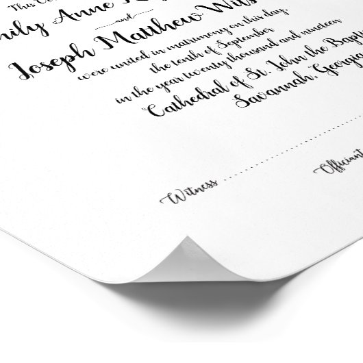 Modernes Ehezertifikat Poster (Ecke)