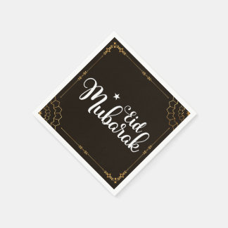 Modernes Eid Mubarak Black Gold Eid Napkins Serviette