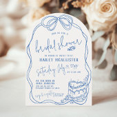 Modernes, eigenhändig gezeichnetes Brautparty BLAU Einladung