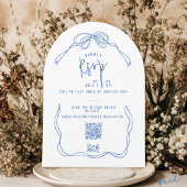 Modernes, eigenhändig gezeichnetes Brautparty BLAU Einladung