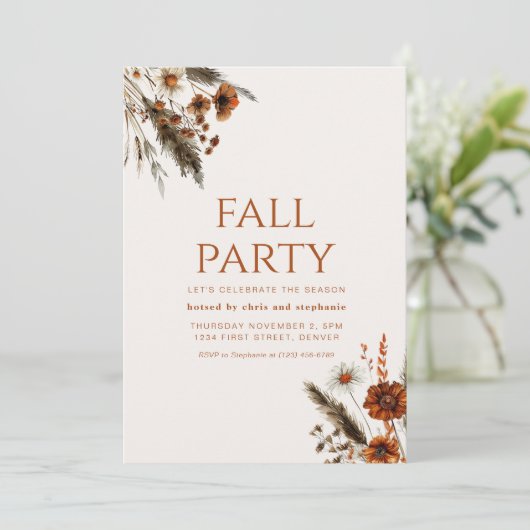 Modernes Einfach Fall Party laden ein Einladung (Stehend Vorderseite)