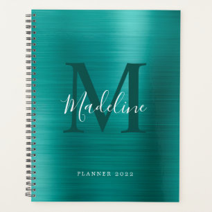 Modernes, einfach gebürstetes Metallic-Aquamarines Planer