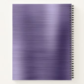 Modernes, einfach gebürstetes Metallic-Lila Monogr Notizblock (Rückseite)
