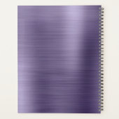 Modernes, einfach gebürstetes Metallic-Lila Monogr Planer (Rückseite)