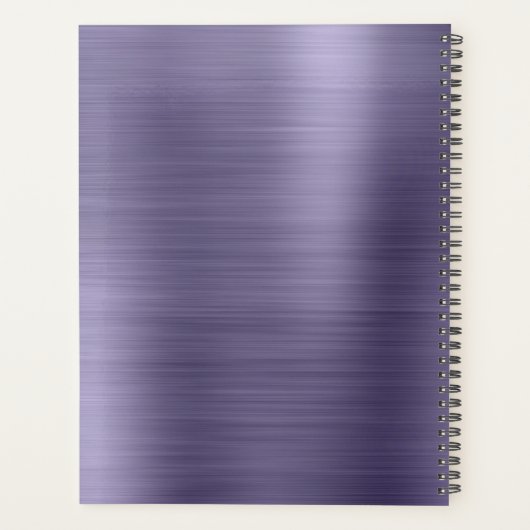 Modernes, einfach gebürstetes Metallic-Lila Monogr Planer (Rückseite)