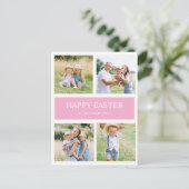 Modernes, einfach rosa Happy Easter 4 Familienhote Postkarte (Stehend Vorderseite)