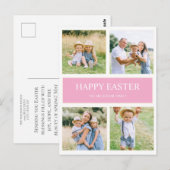 Modernes, einfach rosa Happy Easter 4 Familienhote Postkarte (Vorne/Hinten)