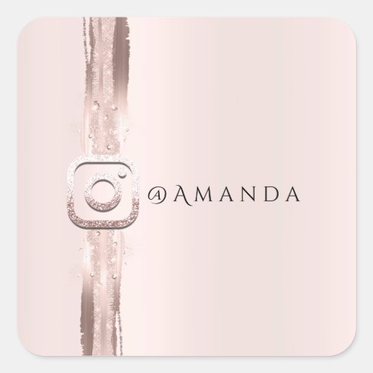 Modernes, einfach Rose-Rosa-Quadrat-Logo Quadratischer Aufkleber (Vorderseite)