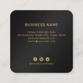 Modernes Einfach-Schwarz-Gold-Monogramm Beruflich Quadratische Visitenkarte (Rückseite)