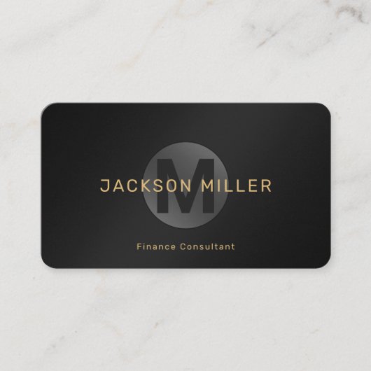 Modernes Einfach-Schwarz-Gold-Monogramm Beruflich Visitenkarte (Vorderseite)