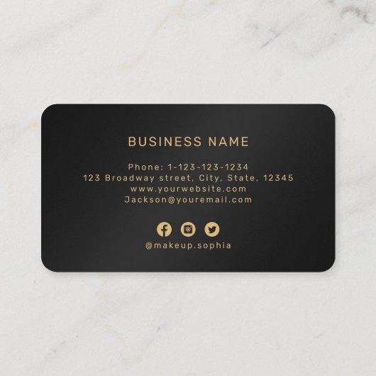 Modernes Einfach-Schwarz-Gold-Monogramm Beruflich Visitenkarte (Rückseite)