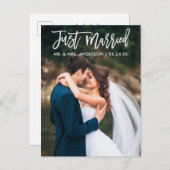 Modernes, einfach verheiratetes Foto für Hochzeite Postkarte (Vorne/Hinten)