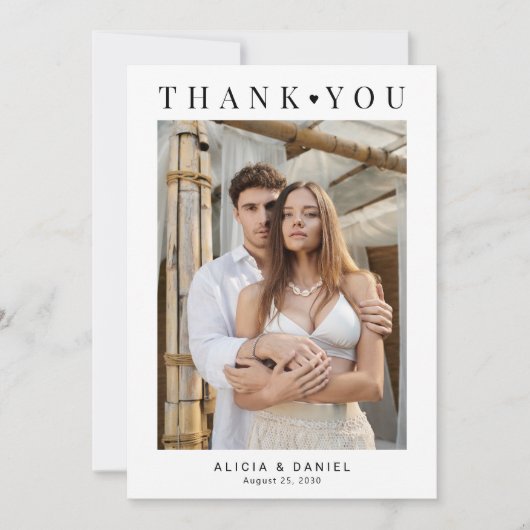 Modernes, einfaches 2 Foto Dankeskarte (Vorderseite)