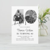 Modernes, einfaches 40. Geburtstags-Foto Einladung (Stehend Vorderseite)