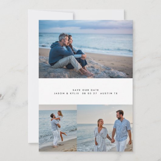 modernes einfaches 4-Collage-Foto Save The Date (Vorderseite)