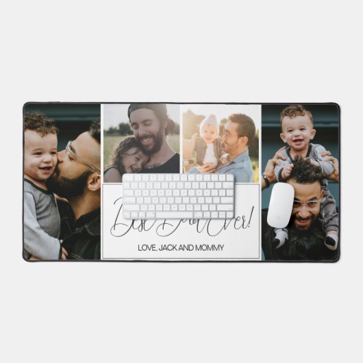 Modernes Einfaches 4-Foto Best Vater Schreibtischunterlage (Tastatur & Maus)