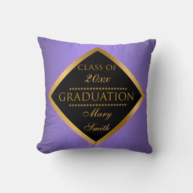 Modernes Einfaches Anpassen von Gold Lila Kissen (Vorderseite)