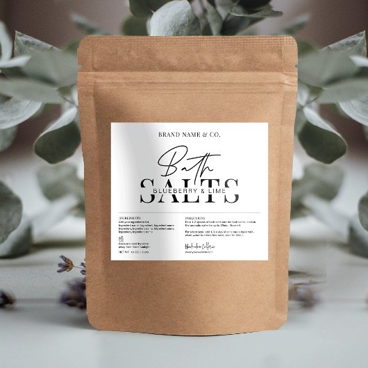 Modernes, einfaches Badesalzen Wasserfestes Produk Schaumweinetikett