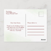 Modernes einfaches Baseball Vielen Dank Watercolor Postkarte (Rückseite)