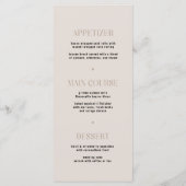 Modernes einfaches Beige Edge Wedding Menu Menükarte (Rückseite)