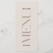 Modernes einfaches Beige Edge Wedding Menu Menükarte (Vorderseite)