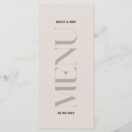 Modernes einfaches Beige Edge Wedding Menu Menükarte (Vorderseite)