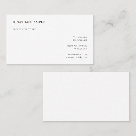 Modernes, einfaches Beruflich Elegantes Minimalist Visitenkarte (Vorne/Hinten)